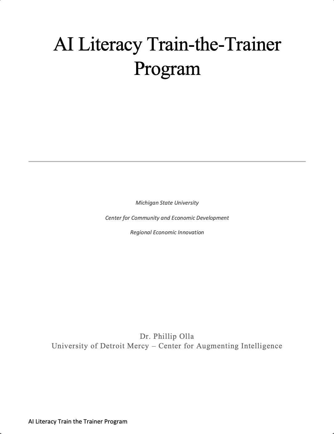 Report for 2025: Train-the-Trainer (T3) (UDM)